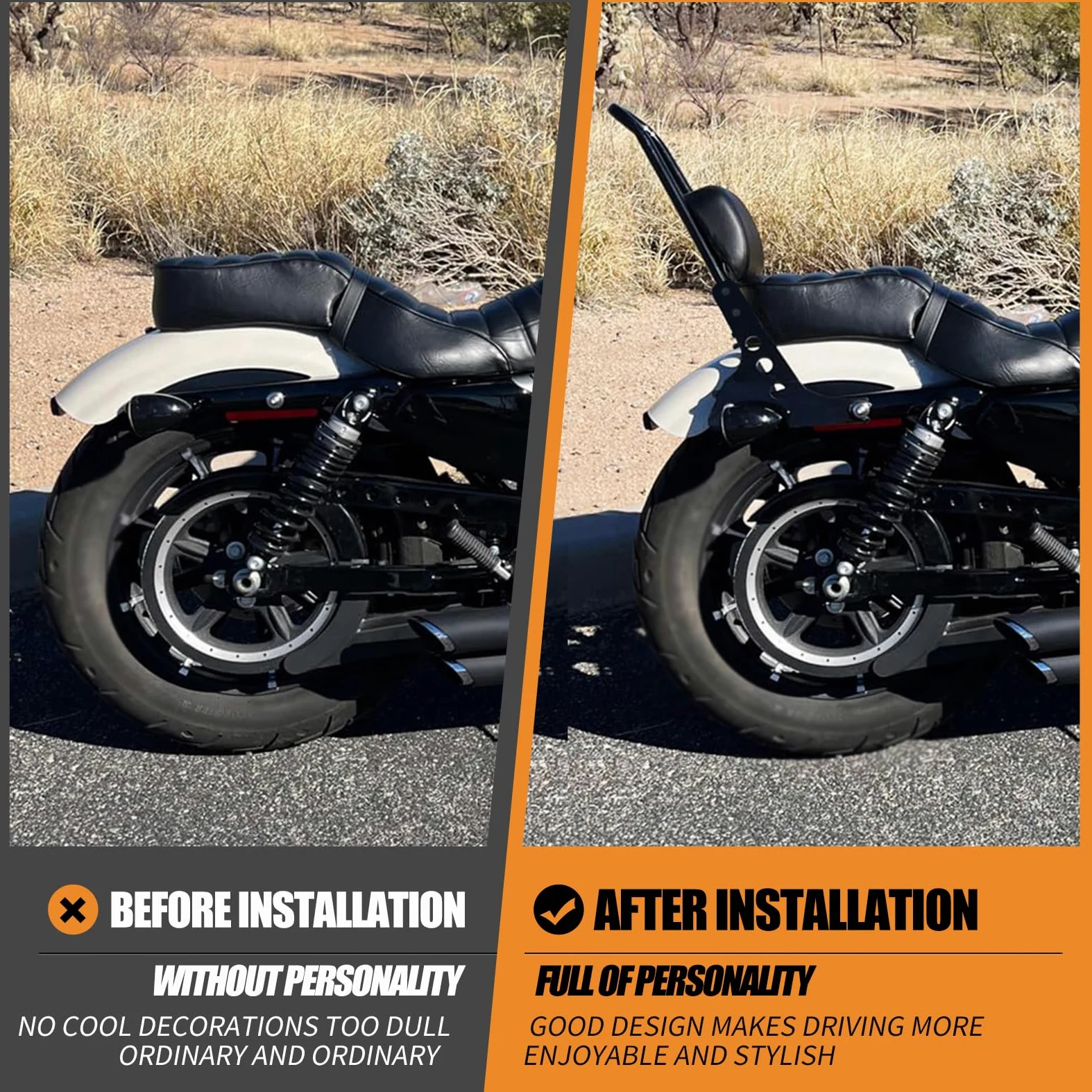 Respaldo de pasajero desmontable con barra de apoyo para motocicleta, con almohadilla, compatible con Harley Sportster Iron 883, XL883N, 1200, 2004-2022