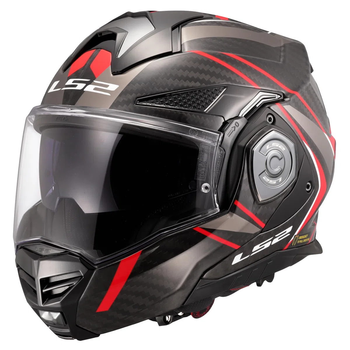 LS2, Casco Moto Modular ADVANT X CARBON FUTURE II Gloss Red, L