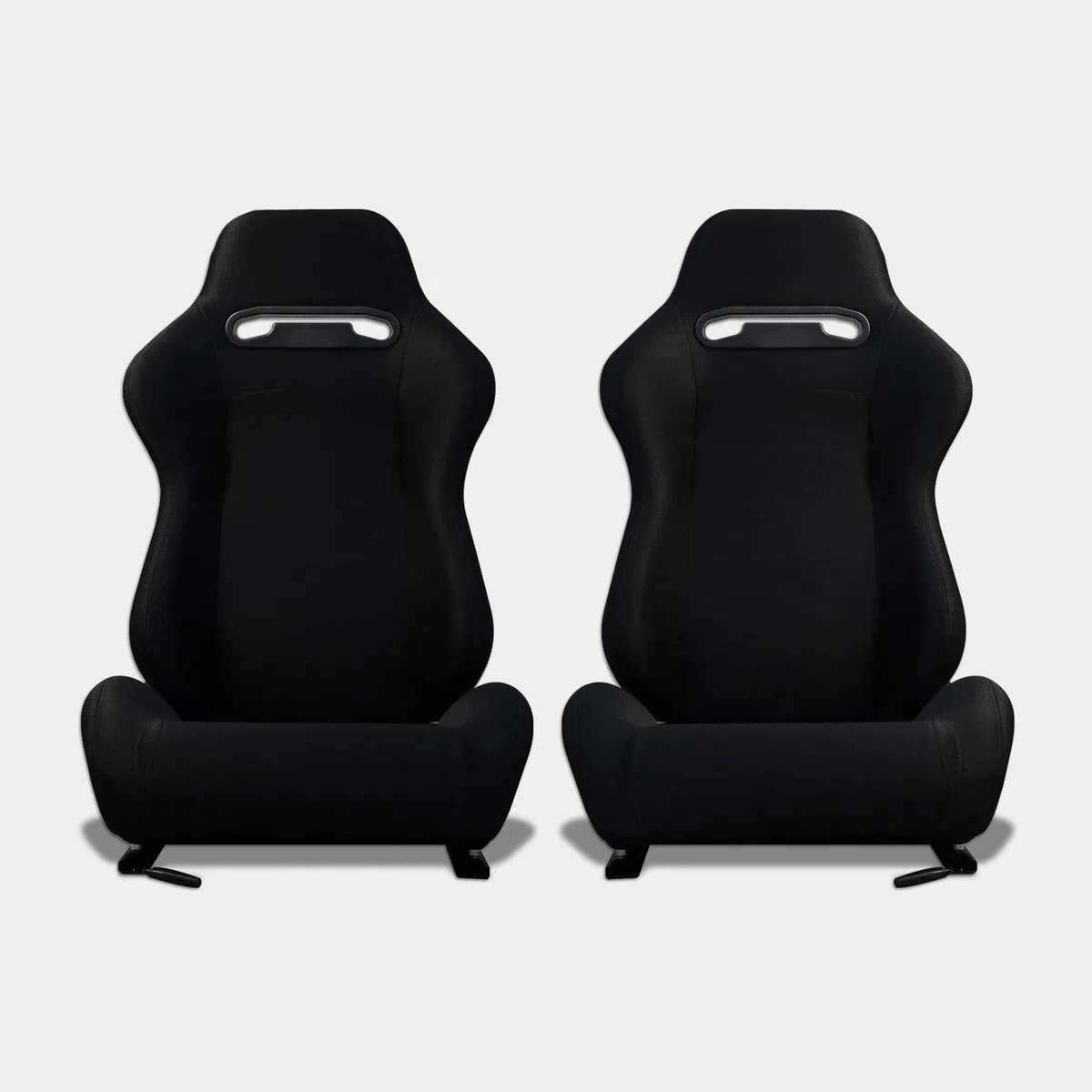 M MODAUTO Asiento Deportivo Coche, Semibaquet Deportivo Ajustable, de Tela, con Ríeles Incluidos, Conductor y Pasajero, Universal para Coche y Simulador de Conducción, Modelo N101BKLR, Tela Negra
