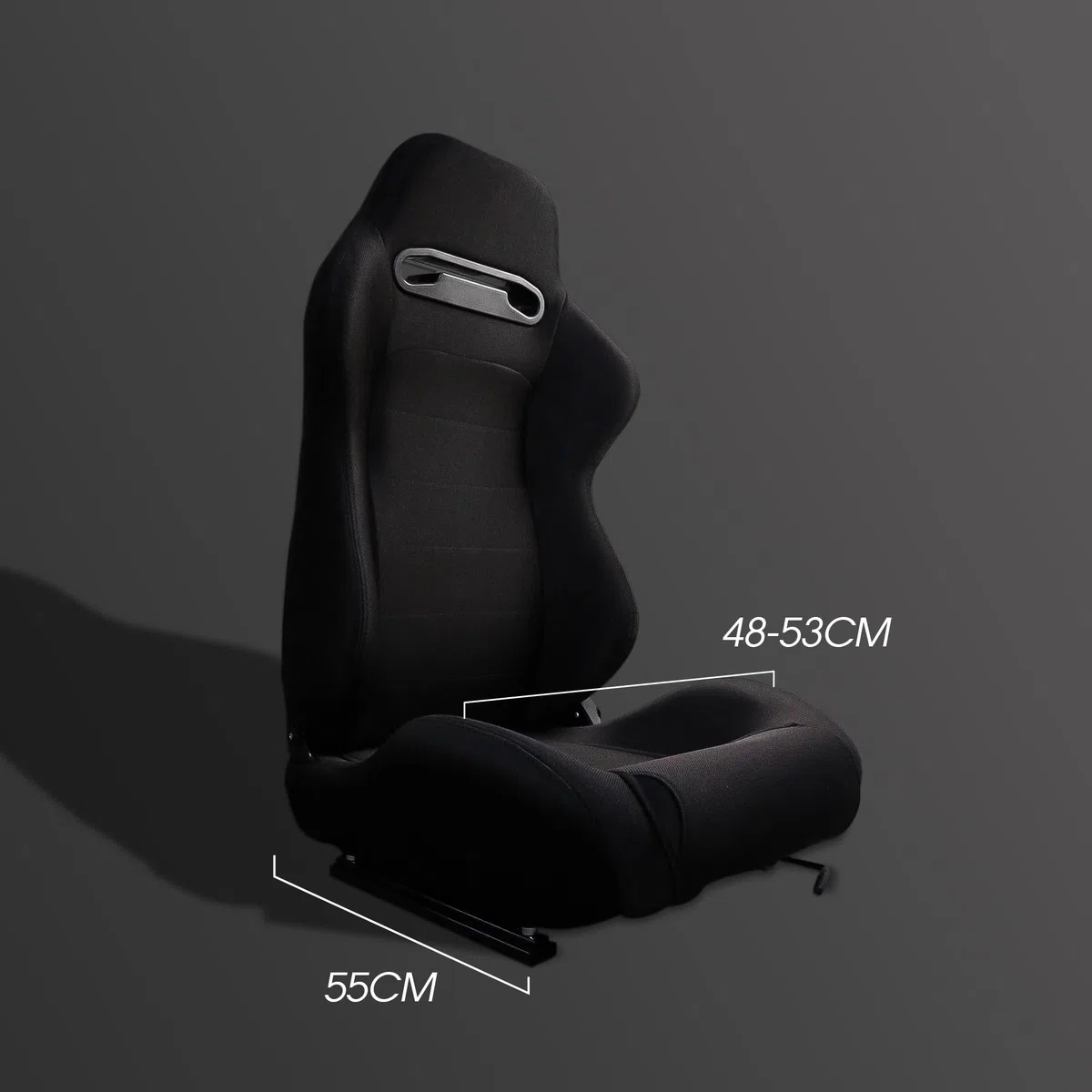 M MODAUTO Asiento Deportivo Coche, Semibaquet Deportivo Ajustable, de Tela, con Ríeles Incluidos, Conductor y Pasajero, Universal para Coche y Simulador de Conducción, Modelo N101BKLR, Tela Negra