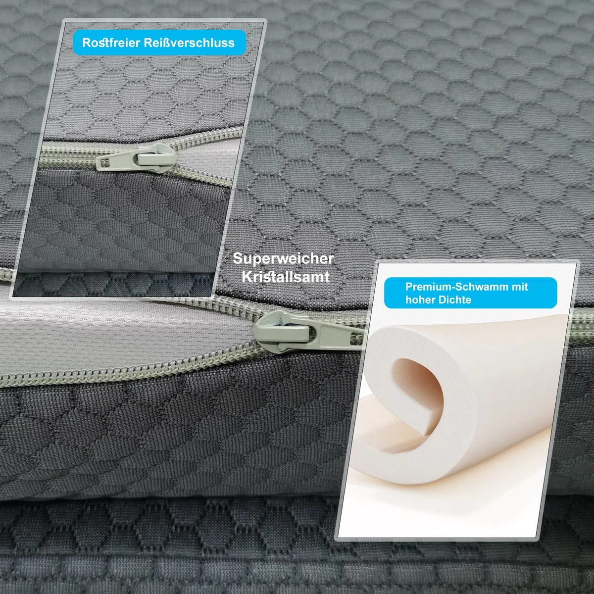 Colchón de vehículo plegable grueso y cálido transpirable compatible con VW T32 T4 T5 T6 T6.1 T7 Multivan California Beach Caravelle y Transporter 186 x 148 x 8 cm Accesorios para