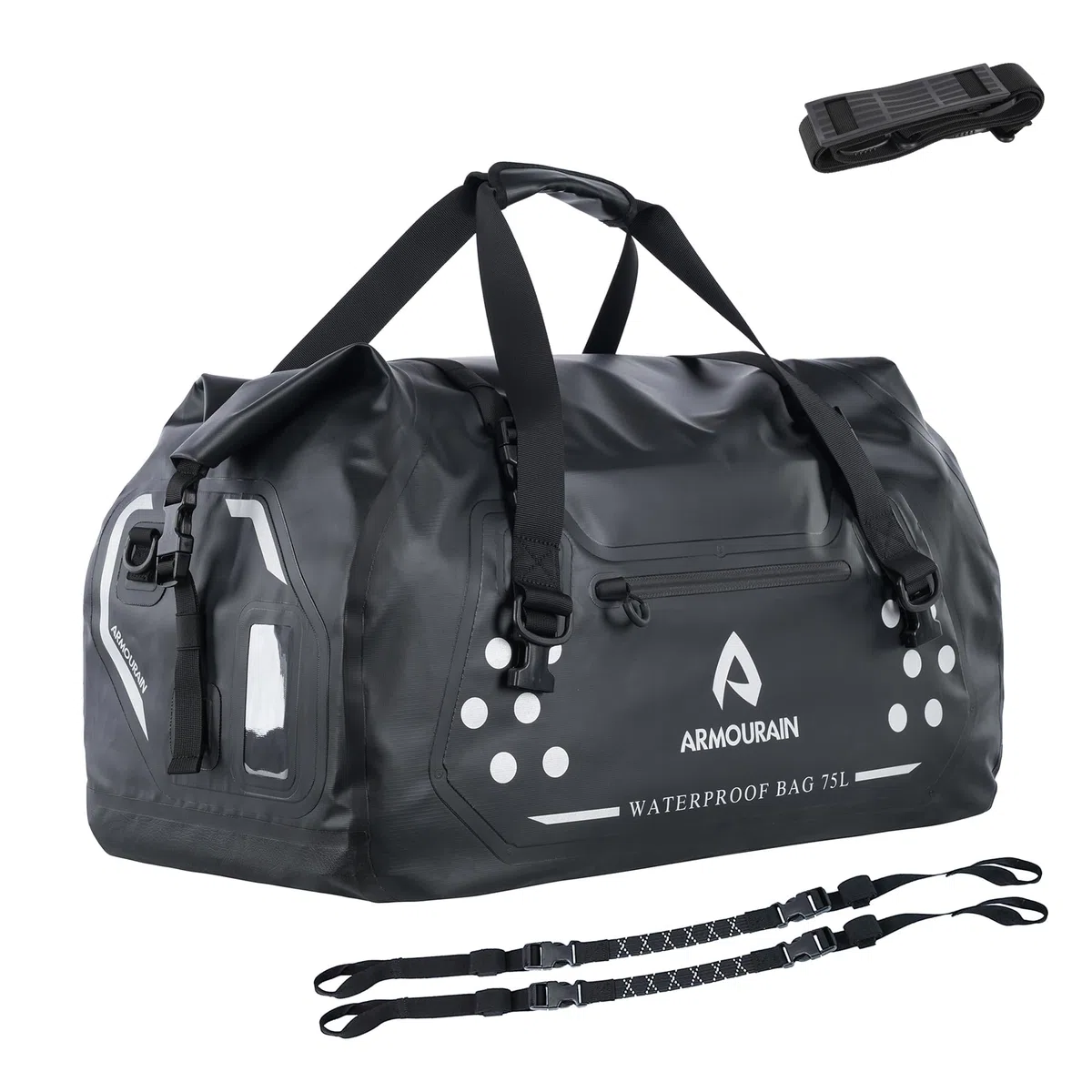 Bolsa Seca para Motocicleta 75L Bolsa de Lona Impermeable Grande Plegable para Asiento de Maletero para Viajes, Paseos en Bote, Motocicleta, Kayak (Negro)