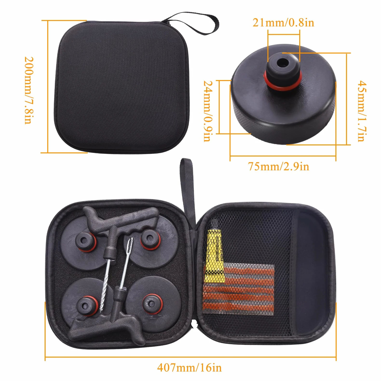 Tesla Model 3/S/X/Y Jack Pad Valet de Arandelas, Almohadilla de elevación de goma con maletín de almacenamiento con 4 arandelas, accesorios para vehículos Tesla (juego de 9)