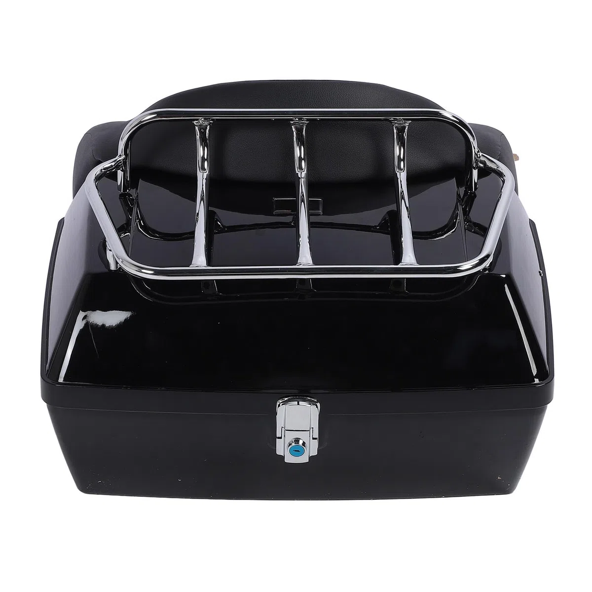 Estuche Trasero para Motocicleta de 48 L, Caja de Almacenamiento ABS con Cerradura integrada, Respaldo Acolchado y cojín ergonómico, Compatible con la mayoría de Motocicletas (Negro)