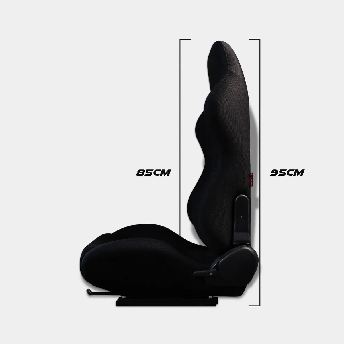 M MODAUTO Asiento Deportivo Coche, Semibaquet Deportivo Ajustable, de Tela, con Ríeles Incluidos, Conductor y Pasajero, Universal para Coche y Simulador de Conducción, Modelo N101BKLR, Tela Negra