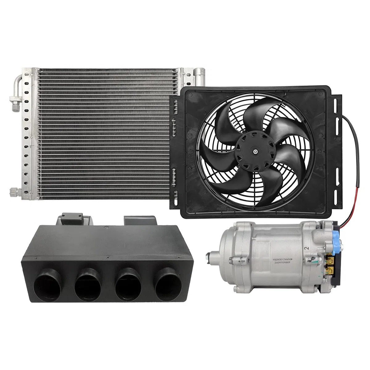 Kit de aire acondicionado eléctrico universal para debajo del salpicadero, 12 V, 3 kW, apto para furgonetas y autocaravanas (solo refrigeración)