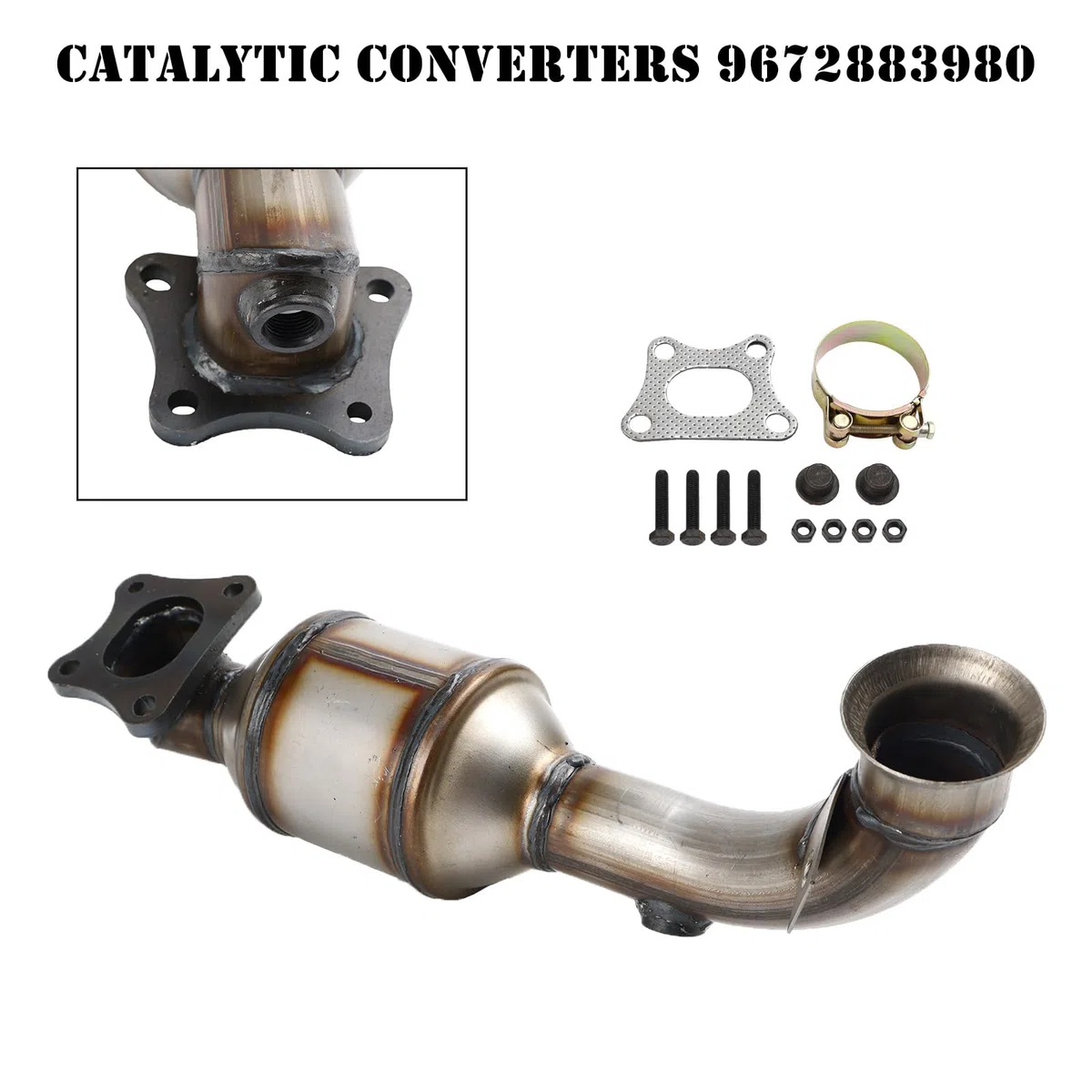 Topteng Catalytic Converter 9822117480 Apto para Peugeot 108 208 301 308 II Apto para Citroen C1 C3 C4 DS3 1.2 VTi