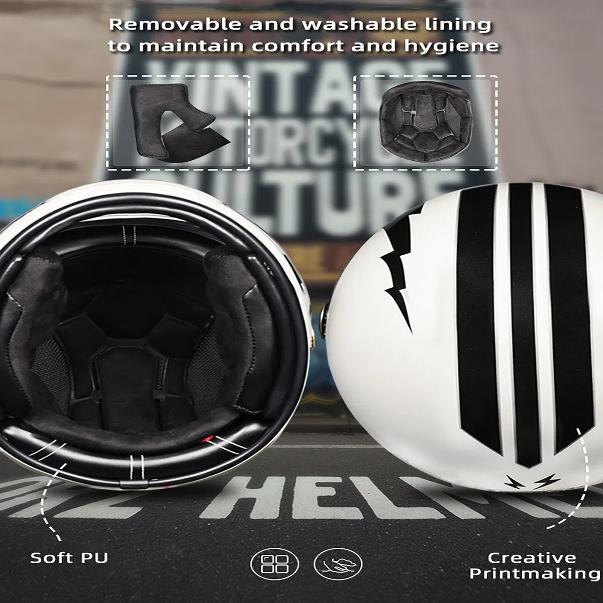 Casco integral retro de crucero, casco de motocicleta para hombres y mujeres, casco de seguridad para las cuatro estaciones, casco unisex, se puede abrir, certificación ECE modular G,L=57-58CM