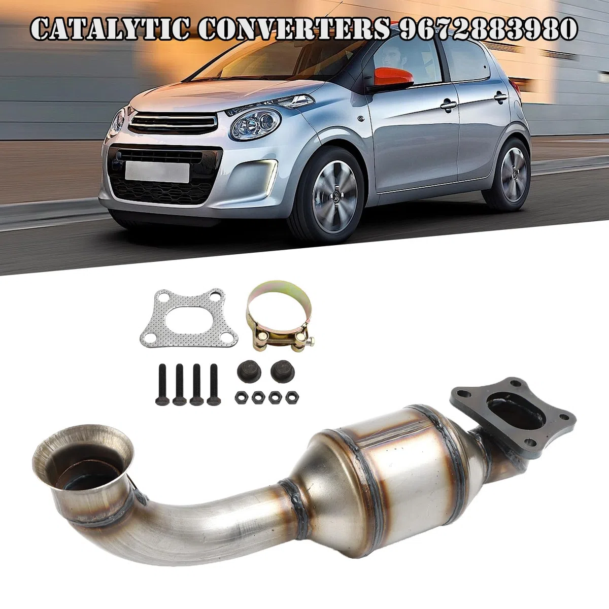 Topteng Catalytic Converter 9822117480 Apto para Peugeot 108 208 301 308 II Apto para Citroen C1 C3 C4 DS3 1.2 VTi