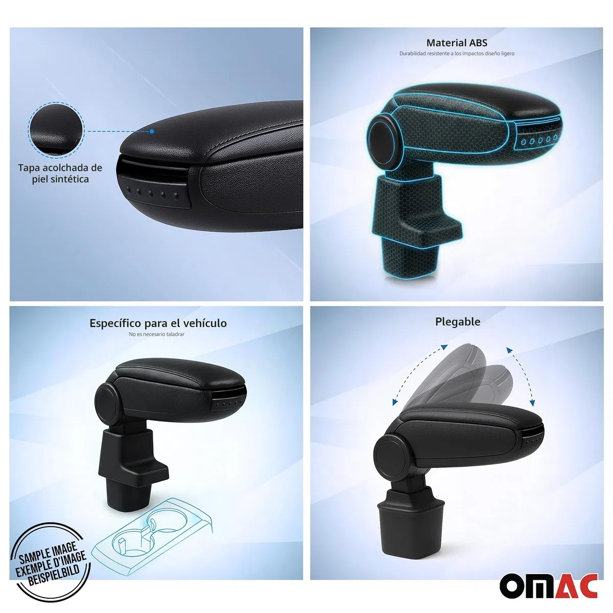 OMAC Armlehne para Renault Clio 2019-2025 - Snap-On - ABS + Kunstleder - Keine Bohrung o Installation - Einfache Montage Black
