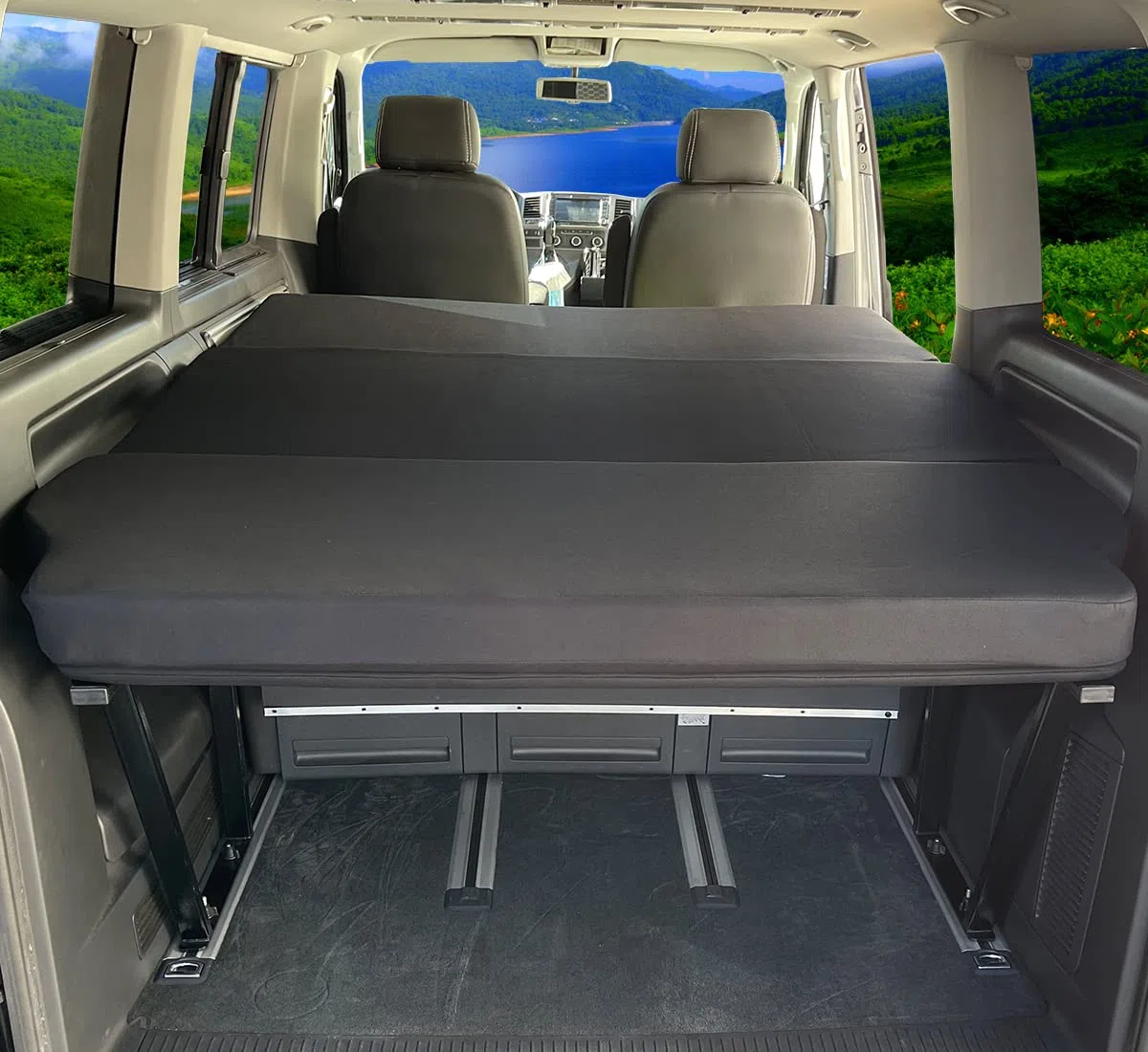 BREMER SITZBEZÜGE Colchón Plegable Compatible con VW T5 T6 T6.1 Transporter Caravelle colchón Plegable Camping Accesorios Camper Accesorios Autocaravana Accesorios colchón Dormir Agradable TSP