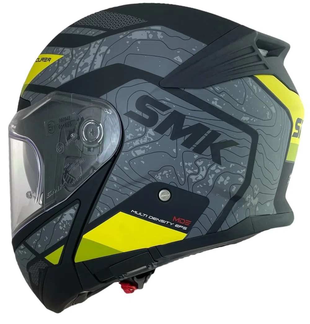SMK Helmets Casco Modular GULLWING Navigator Negro Amarillo y Gris Homologación 22.06 con Doble Visor P/J (L 59/60)