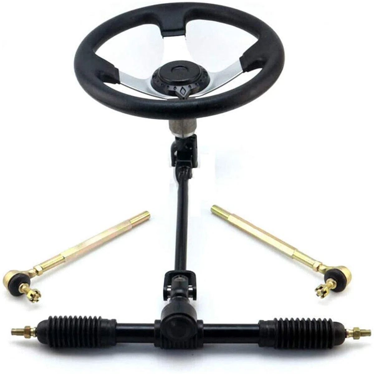 Go-Kart 300 mm - Kit de guía, volante de barco, volante de dirección, rack con cremallera y piñón, herramienta de montaje