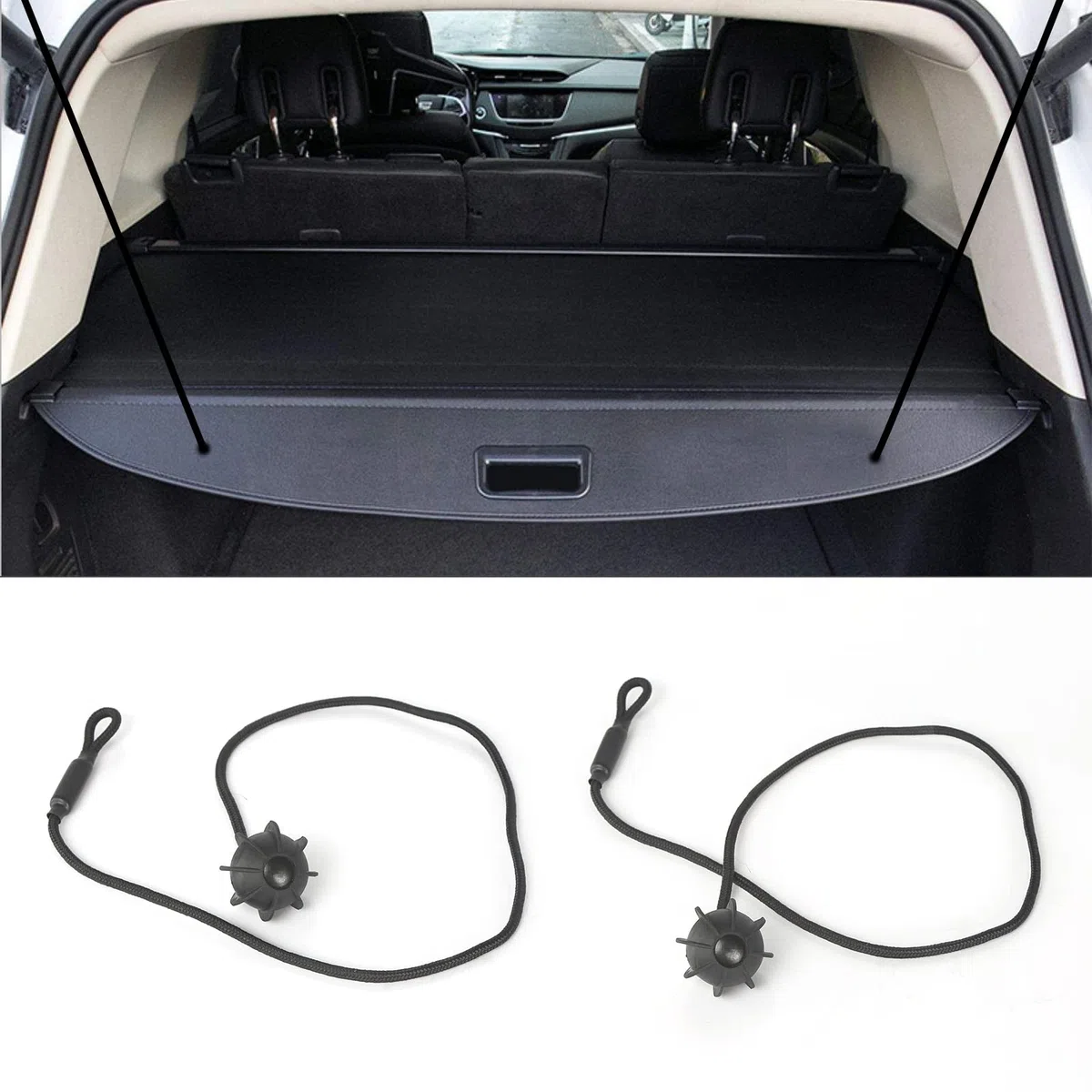 2 bandas de sujeción, bandeja universal para el trasero, banda de sujeción para el coche, color negro