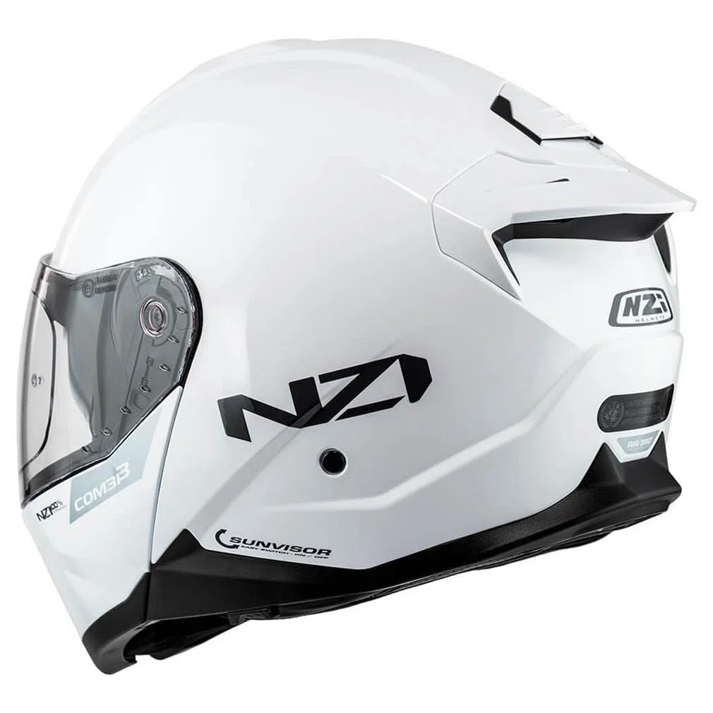NZI Combi 3 Duo Blanco - Casco de Moto Modular Abatible con Visor Solar - Unisex Hombre y Mujer - Homologado P/J ECE 22.06