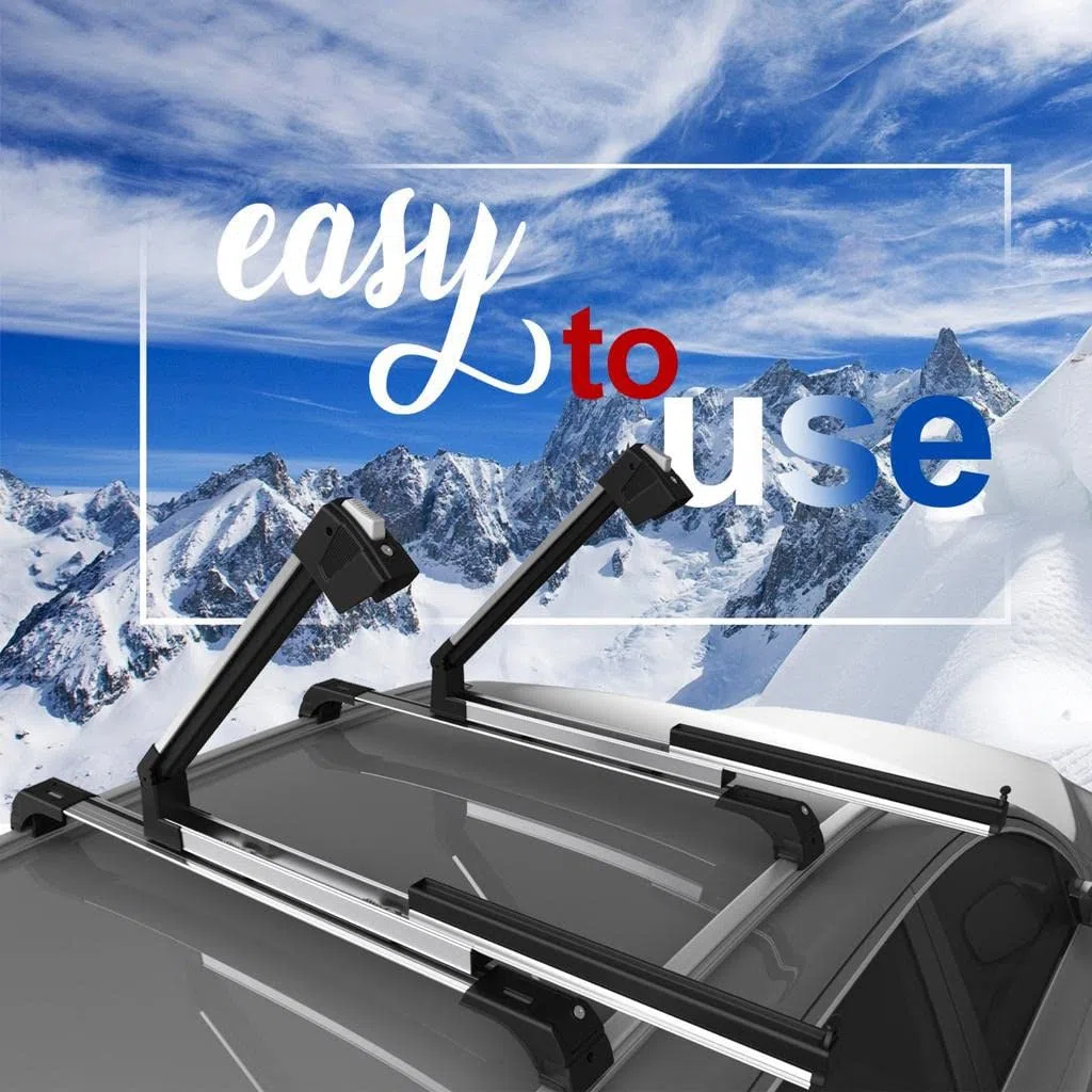 Barras portaequipajes de aluminio + portaesquís deslizantes porta esquis para coche 6 pares de esquís o 4 tablas de snowboard para Mercedes GLC (X253) a partir de 2015 con rieles integrados