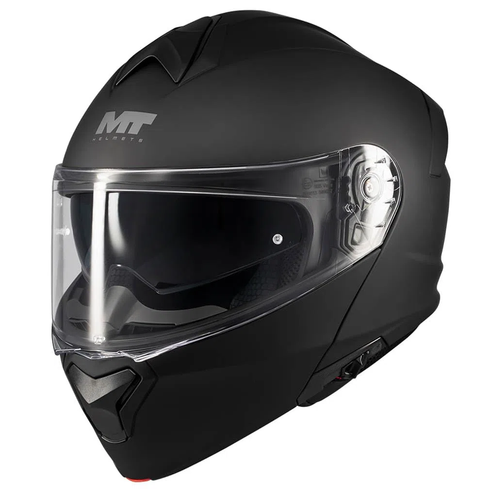 MT Genesis SV Pure Designed Negro Mate - Casco de Moto Modular Abatible con Visor Solar - Helmets Unisex Hombre y Mujer - Homologado P/J ECE 22.06