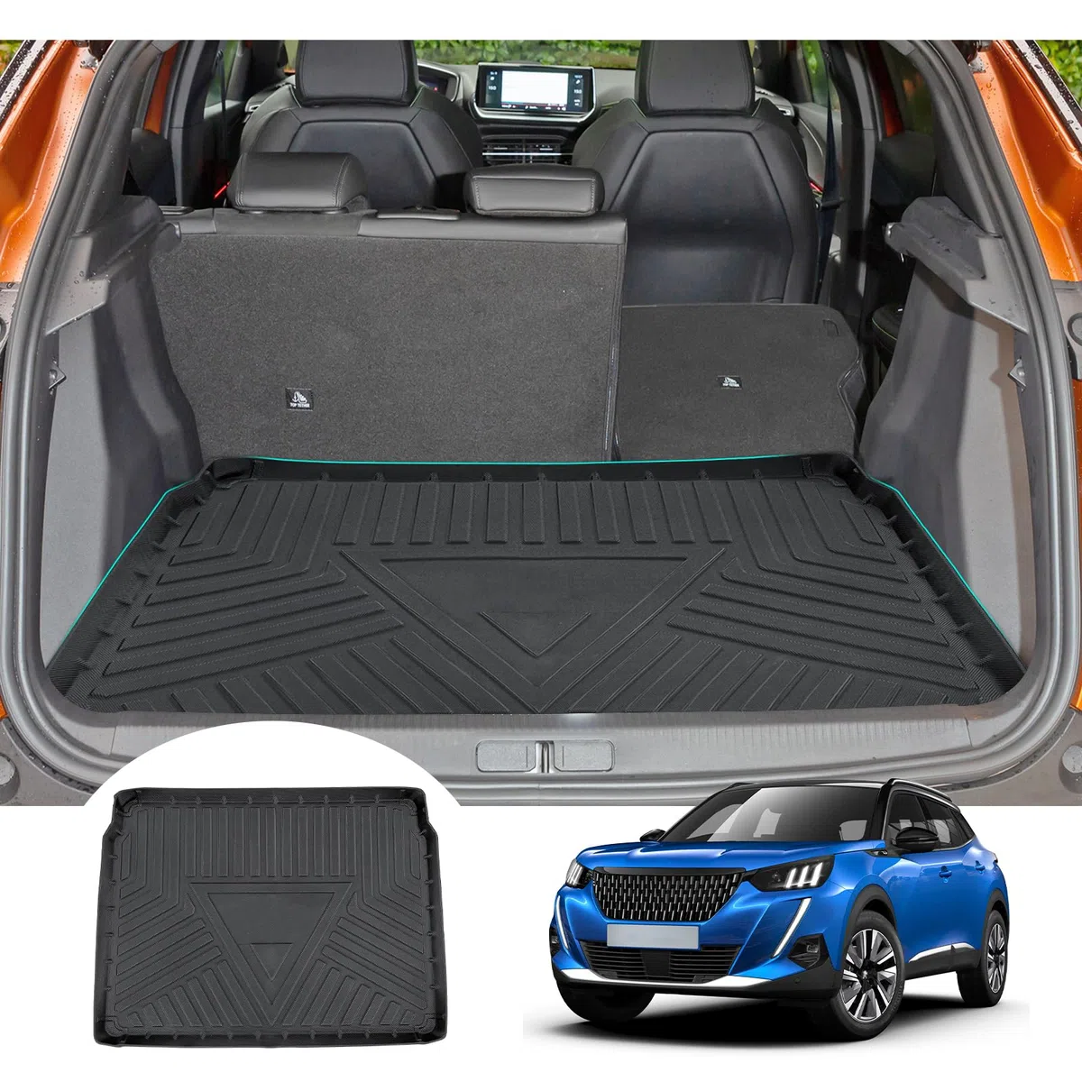 GAFAT Nuevo Peugeot 2008 II 2020-2025 2026 Alfombrilla para Maletero, Fácil de Plegar, Peugeot 2008 P24 2025 Alfombrilla TPE para Todo Tipo de Clima, Borde Alto, Multifunción [Base de Carga Superior]