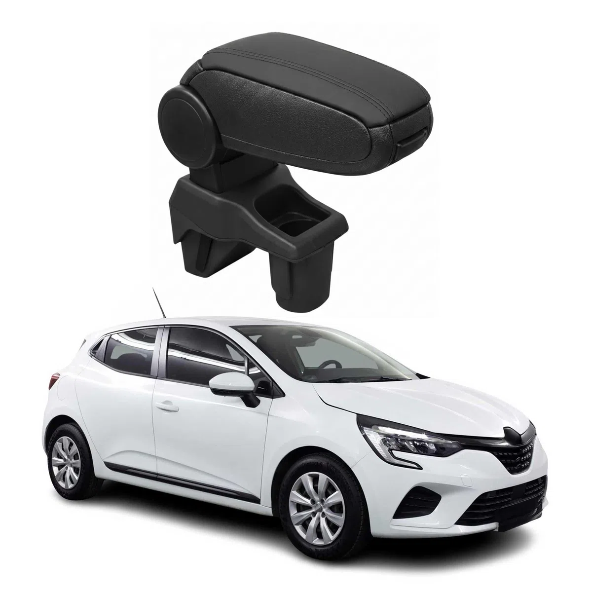 OMAC Armlehne para Renault Clio 2019-2025 - Snap-On - ABS + Kunstleder - Keine Bohrung o Installation - Einfache Montage Black