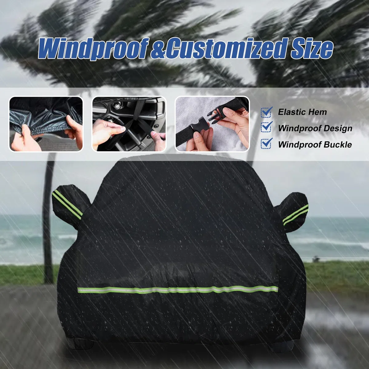 Fundas Impermeables de Coche para Mini Cooper/Cooper S 210T 2002-2021 (Negro) 210T, Personalizadas, 6 Capas, Resistente, Impermeable, protección para Todo Tipo de Clima para Exteriores
