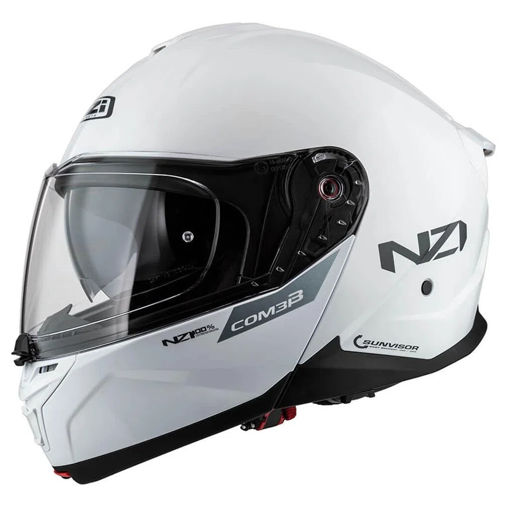 NZI Combi 3 Duo Blanco - Casco de Moto Modular Abatible con Visor Solar - Unisex Hombre y Mujer - Homologado P/J ECE 22.06