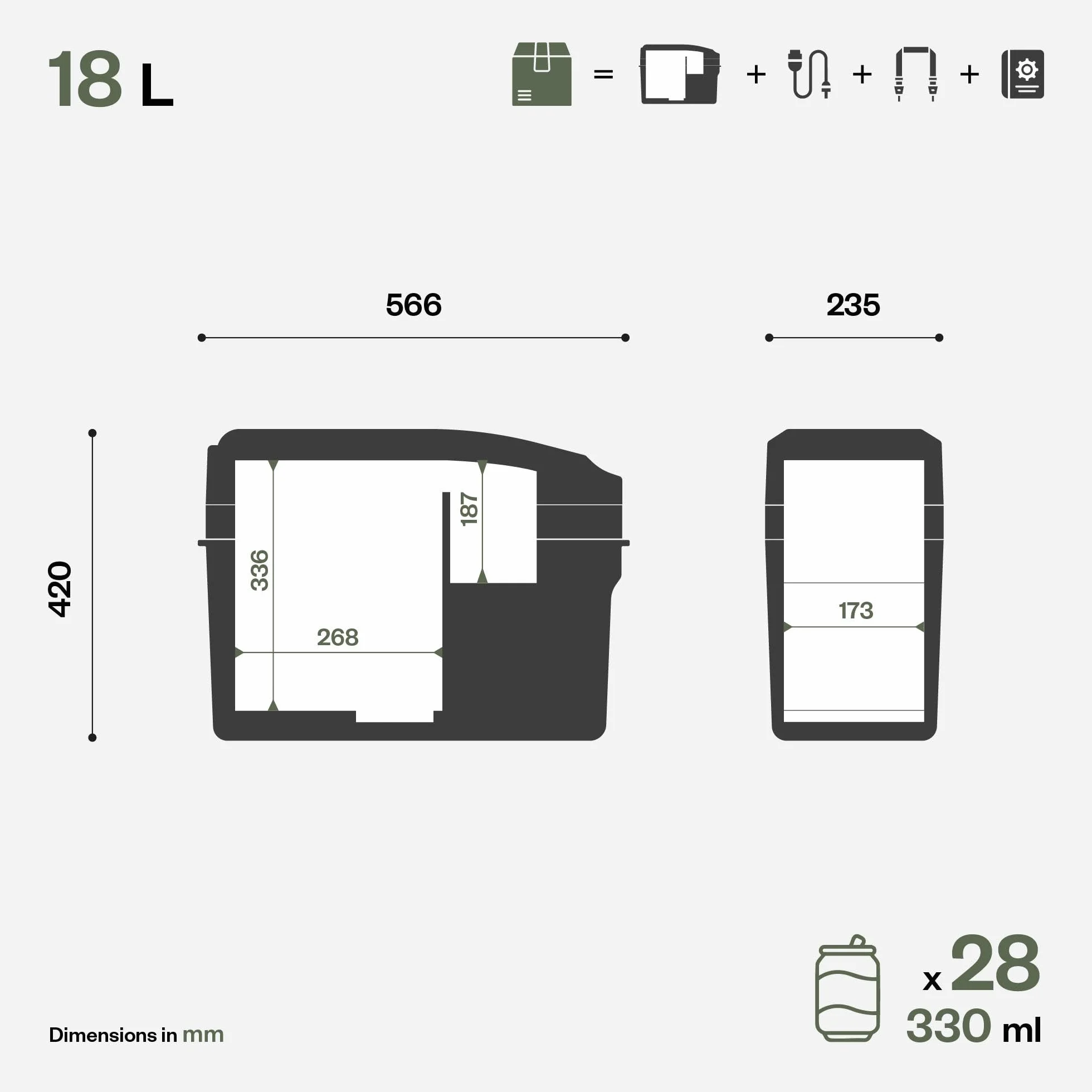 Indel B TB18 Nevera Congelador Portátil de Compresor, Capacidad 18 Litros, para Coche, Caravana, Camping, Camión, 12/24V DC con Toma de Encendedor