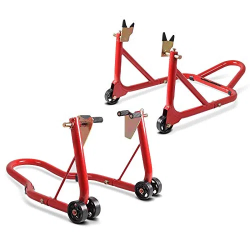 Caballete Moto Trasero Delantero Compatible para Triumph Thruxton 1200 / R CS Rojo