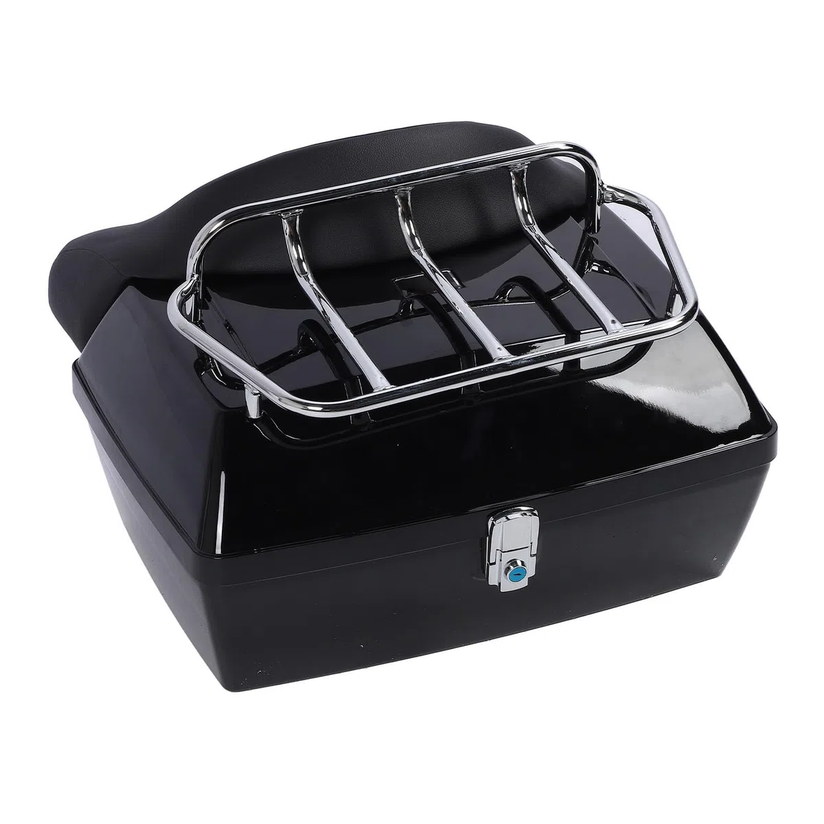Estuche Trasero para Motocicleta de 48 L, Caja de Almacenamiento ABS con Cerradura integrada, Respaldo Acolchado y cojín ergonómico, Compatible con la mayoría de Motocicletas (Negro)