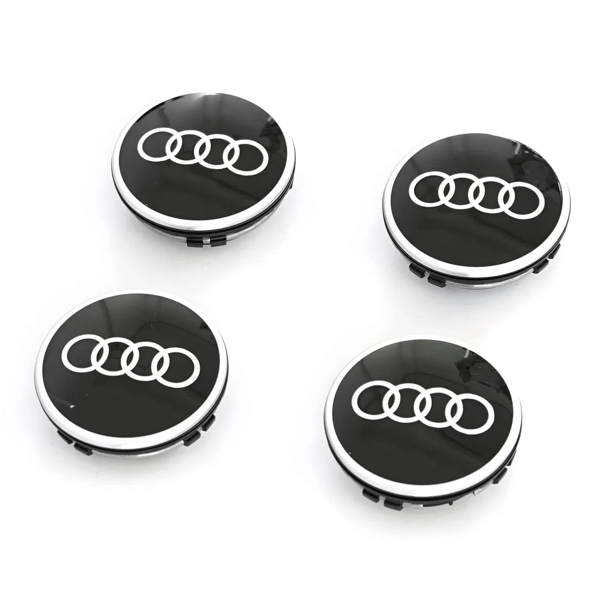 Audi 4M8071006A - Tapacubos dinámicos (4 unidades, 20,6 x 18,2 x 4,7 cm), color negro y plateado
