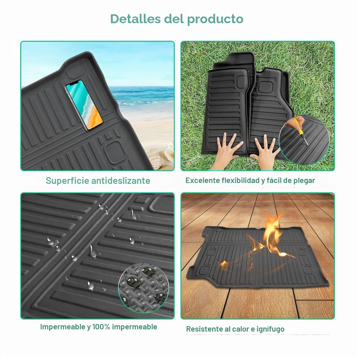 GAFAT J eep Wrangler JL 4XE Plug-in Hybrid 2021-2024 2025 Alfombrilla para Maletero, Fácil de Plegar, Wrangler 4xe TPE Alfombrilla Todas Las Condiciones Climáticas, Original Escaneo 3D, Borde Alto