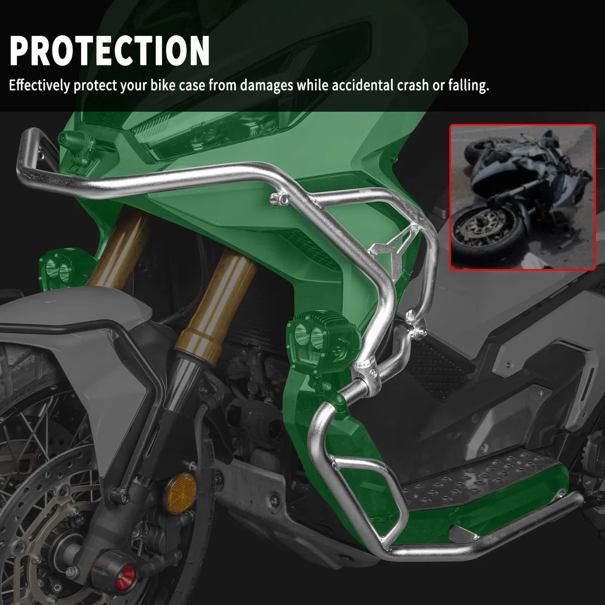 Protector de parachoques de motor de motocicleta barra de choque de autopista X ADV 750 Protector de parachoques contra caídas para Honda X-ADV 750 X ADV750 X ADV X-ADV ADV 750 21-23 (Bajo-Plata)