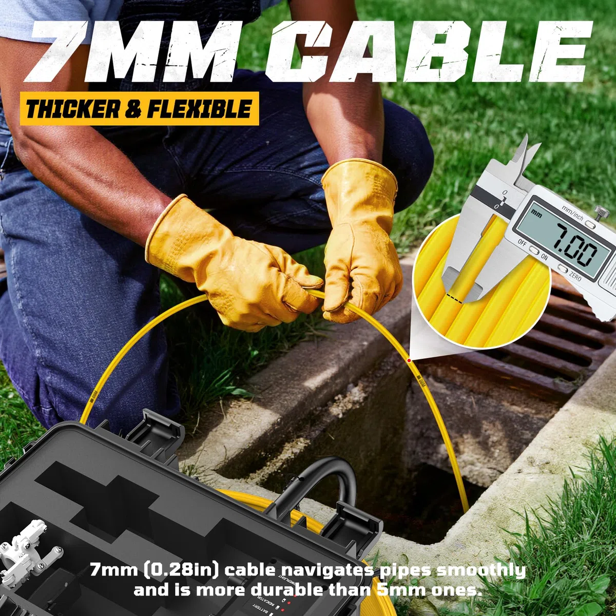 Camara Inspeccion Tuberias con Sonda 512 Hz, 1080P HD Cámara Tuberias con Autonivelante DVR, Cable de 7MM, Impermeable IP68, Adecuada para Alcantarillado, Tuberías, Piscinas y Desagües (30M)
