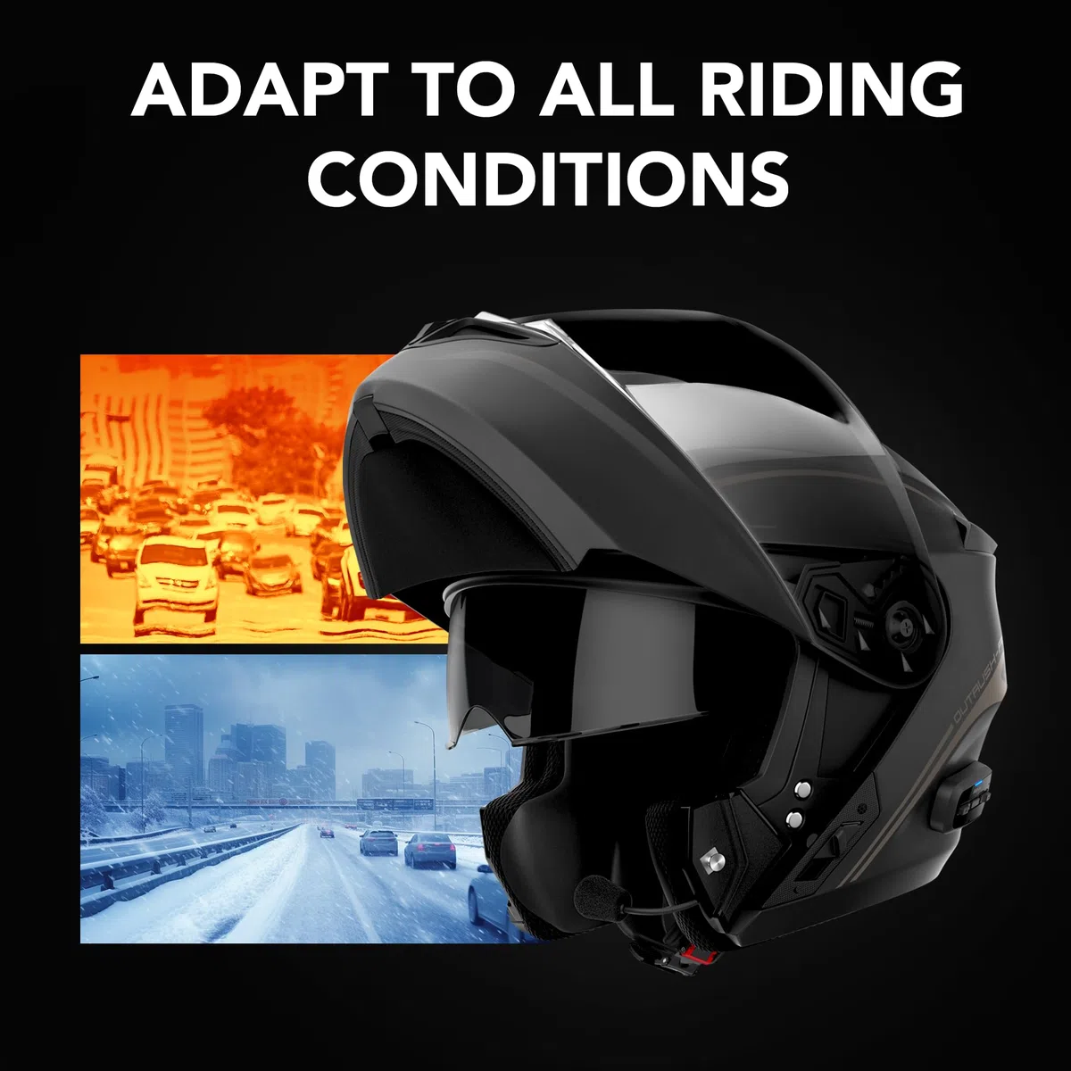 Sena Casco Modular Outrush R con tecnología Bluetooth y Sistema de comunicación Intercom (Negro, XL)