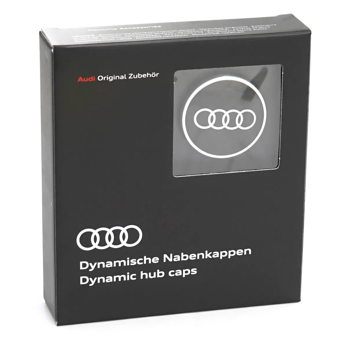Audi 4M8071006A - Tapacubos dinámicos (4 unidades, 20,6 x 18,2 x 4,7 cm), color negro y plateado