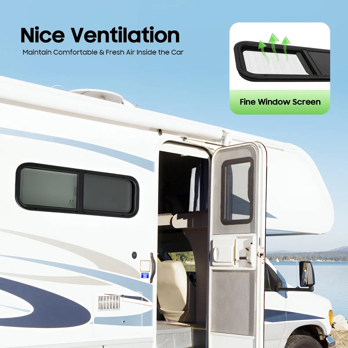Ventana para autocaravana con protección contra insectos, 900x300mm, ventanas tintadas corredizas para caravana, ventanas laterales para RV, ventanas para autocaravanas, ventanas corredizas