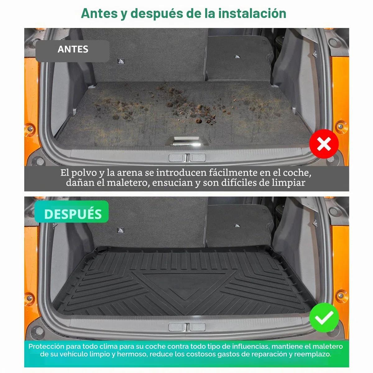 GAFAT Nuevo Peugeot 2008 II 2020-2025 2026 Alfombrilla para Maletero, Fácil de Plegar, Peugeot 2008 P24 2025 Alfombrilla TPE para Todo Tipo de Clima, Borde Alto, Multifunción [Base de Carga Superior]