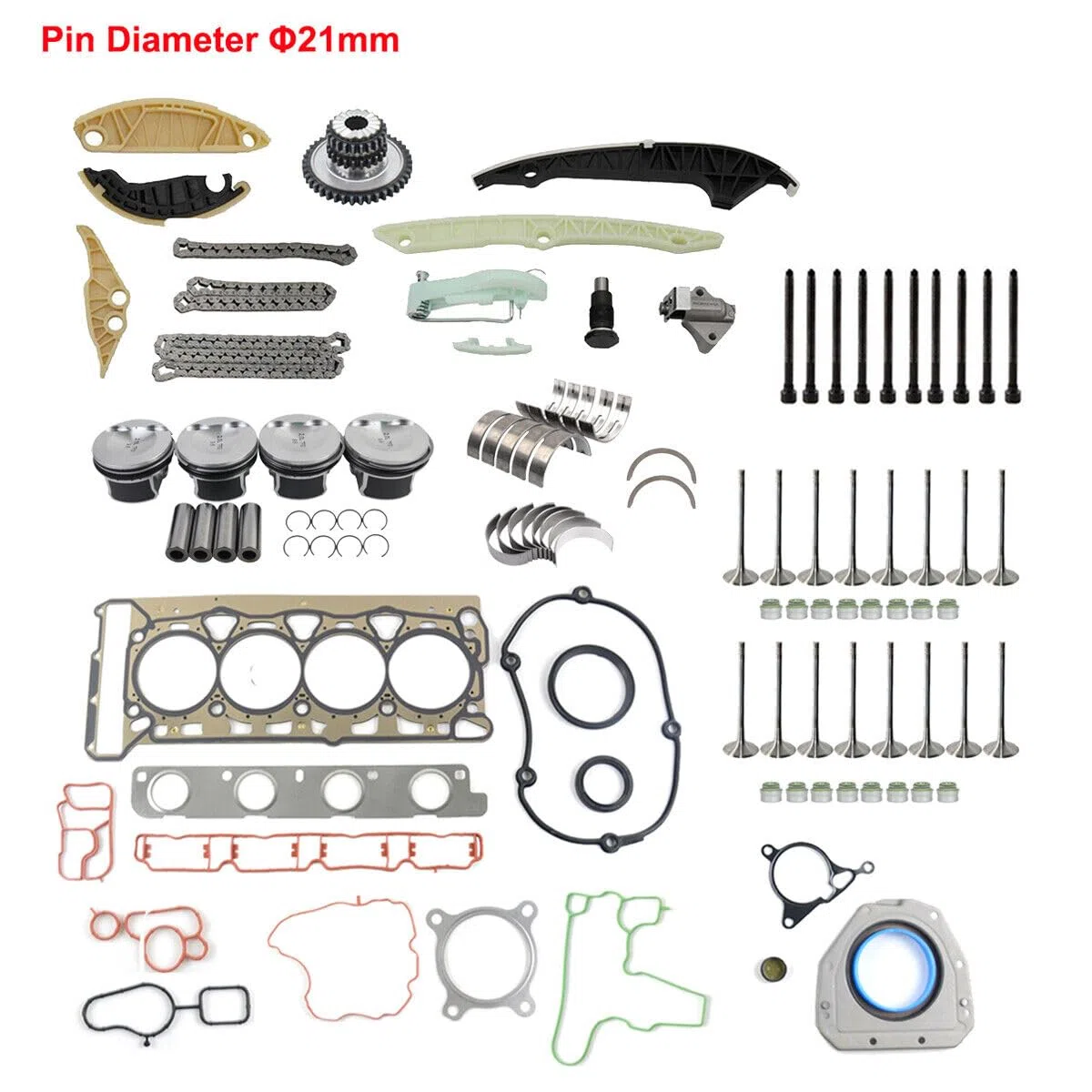 Kit reparación reacondicionamiento válvulas pistones Compatible con Je-tta Sha-ran E-O-S Go-lf Bee-tle A3 TT Q3 2.0 TFSI TSI GTI 06H109158 06H109158N 06H109469AD
