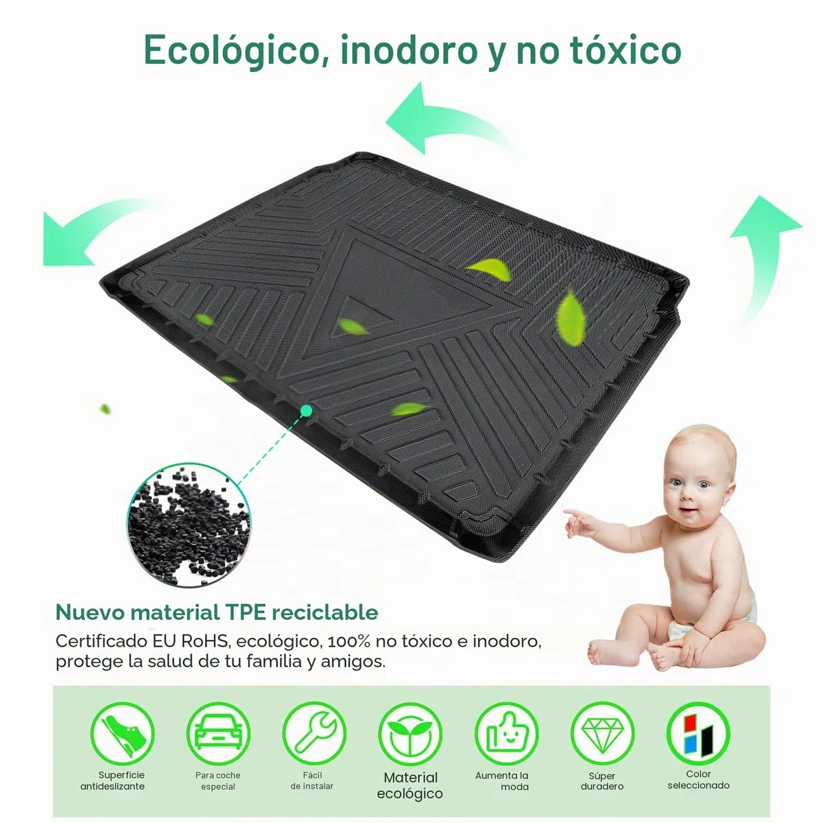 GAFAT Nuevo Peugeot 2008 II 2020-2025 2026 Alfombrilla para Maletero, Fácil de Plegar, Peugeot 2008 P24 2025 Alfombrilla TPE para Todo Tipo de Clima, Borde Alto, Multifunción [Base de Carga Superior]