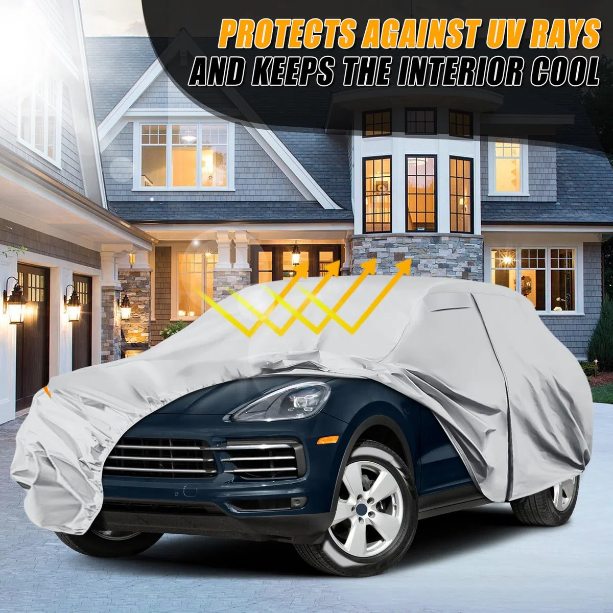 Cubierta impermeable para Porsche Cayenne 2009-2025, funda para todo clima con cierre de cremallera, resistente al viento, gris