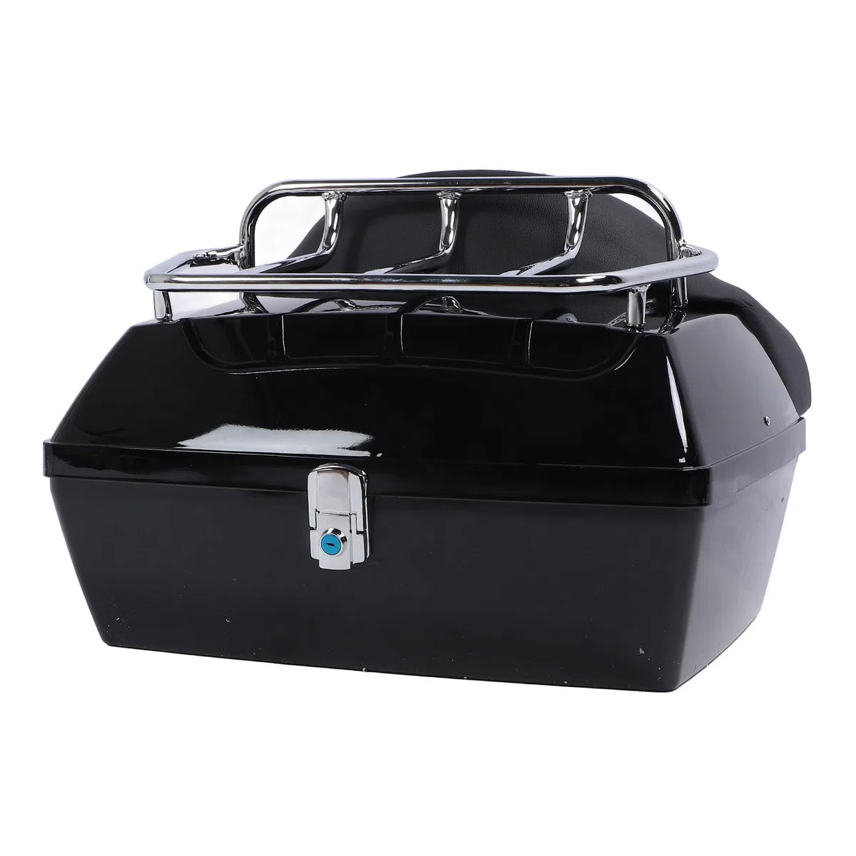 Estuche Trasero para Motocicleta de 48 L, Caja de Almacenamiento ABS con Cerradura integrada, Respaldo Acolchado y cojín ergonómico, Compatible con la mayoría de Motocicletas (Negro)