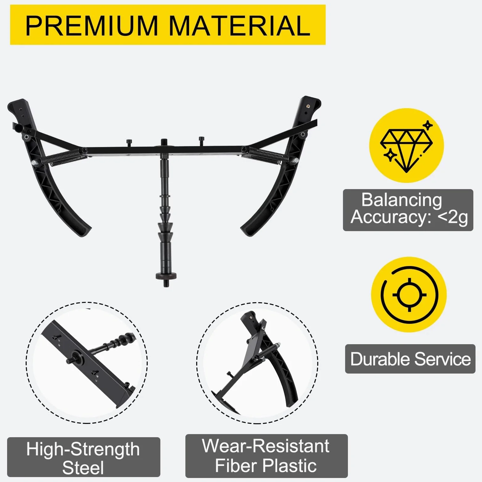 Máquina equilibradora de ruedas de motocicleta con adaptador y abrazadera de neumáticos, incluye varilla de rosca de 14 mm y juego de bloques de plomo, ideal para talleres de reparación