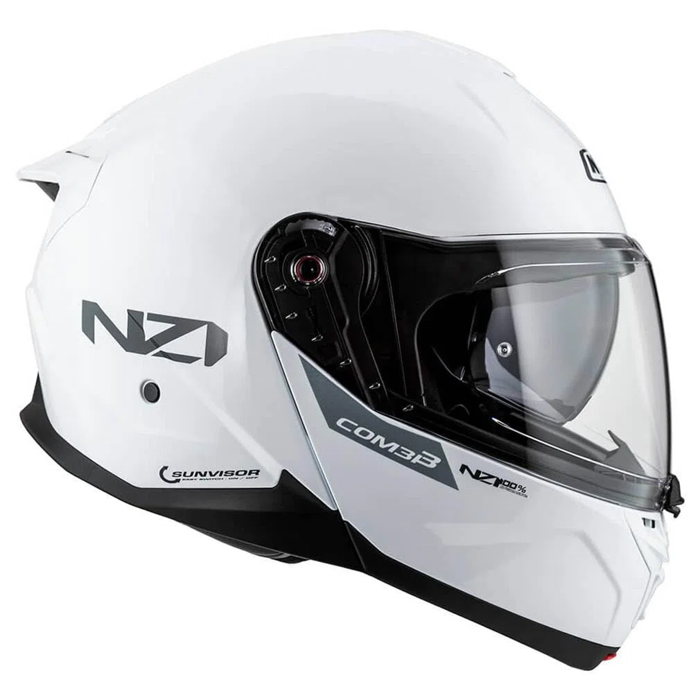 NZI Combi 3 Duo Blanco - Casco de Moto Modular Abatible con Visor Solar - Unisex Hombre y Mujer - Homologado P/J ECE 22.06