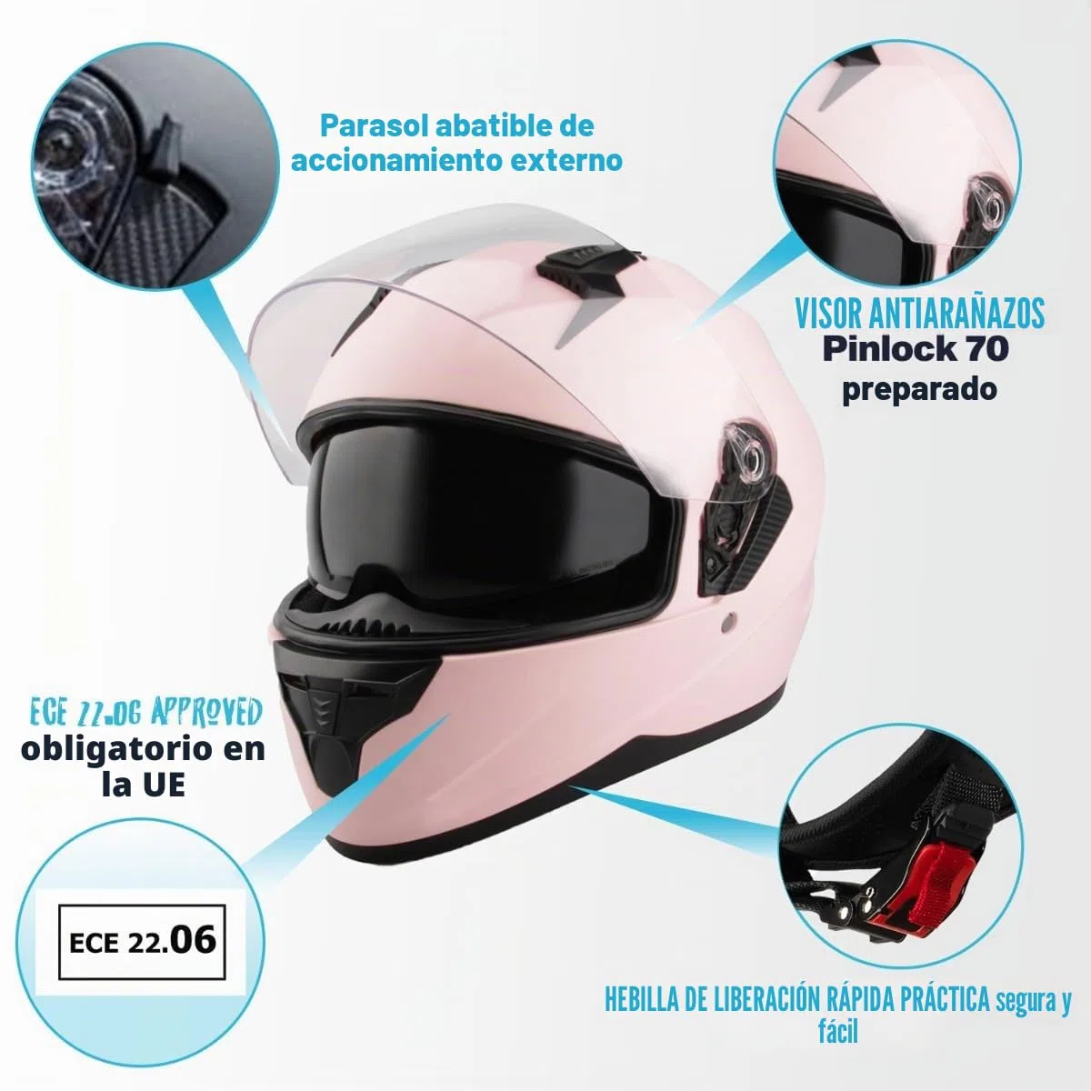 VINZ Kennet Integralhelm mit Sonnenblende | Motorrad Helm Vollvisierhelm Mopedhelm | Motorradhelm Full-Face Helme | in GR. XS-XL