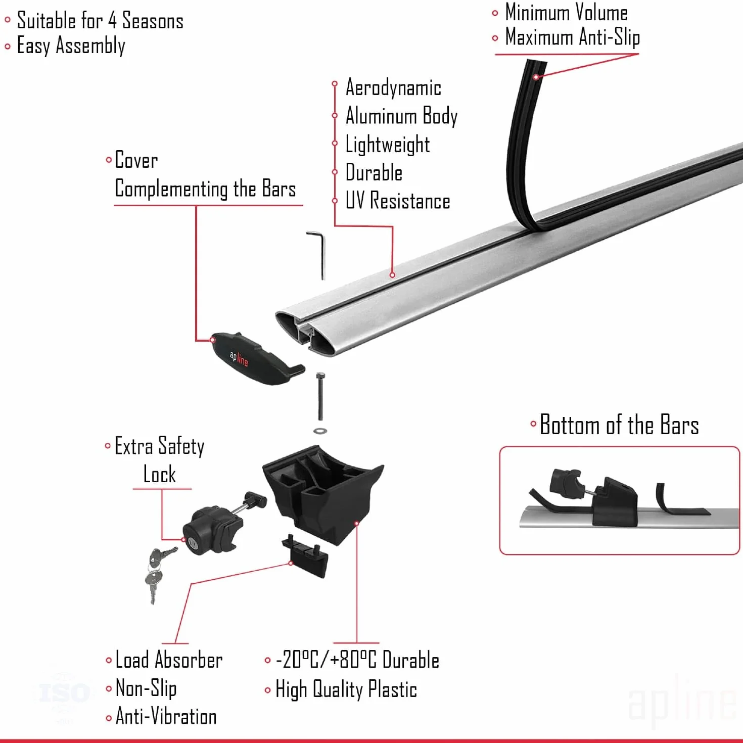 Compatible con Seat Altea XL (5P) 2006-2015 Modelo Hook Barra de Techo Auto Portaequipajes Barras Transversales Gris Aluminio 2 Barras