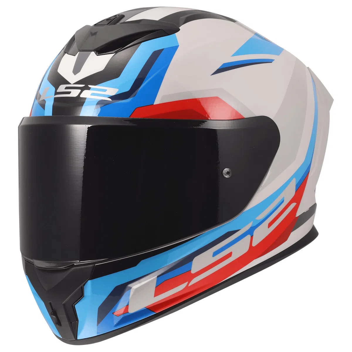 LS2, Casco Moto Integral RAPID III HYPER White Blue Red, M