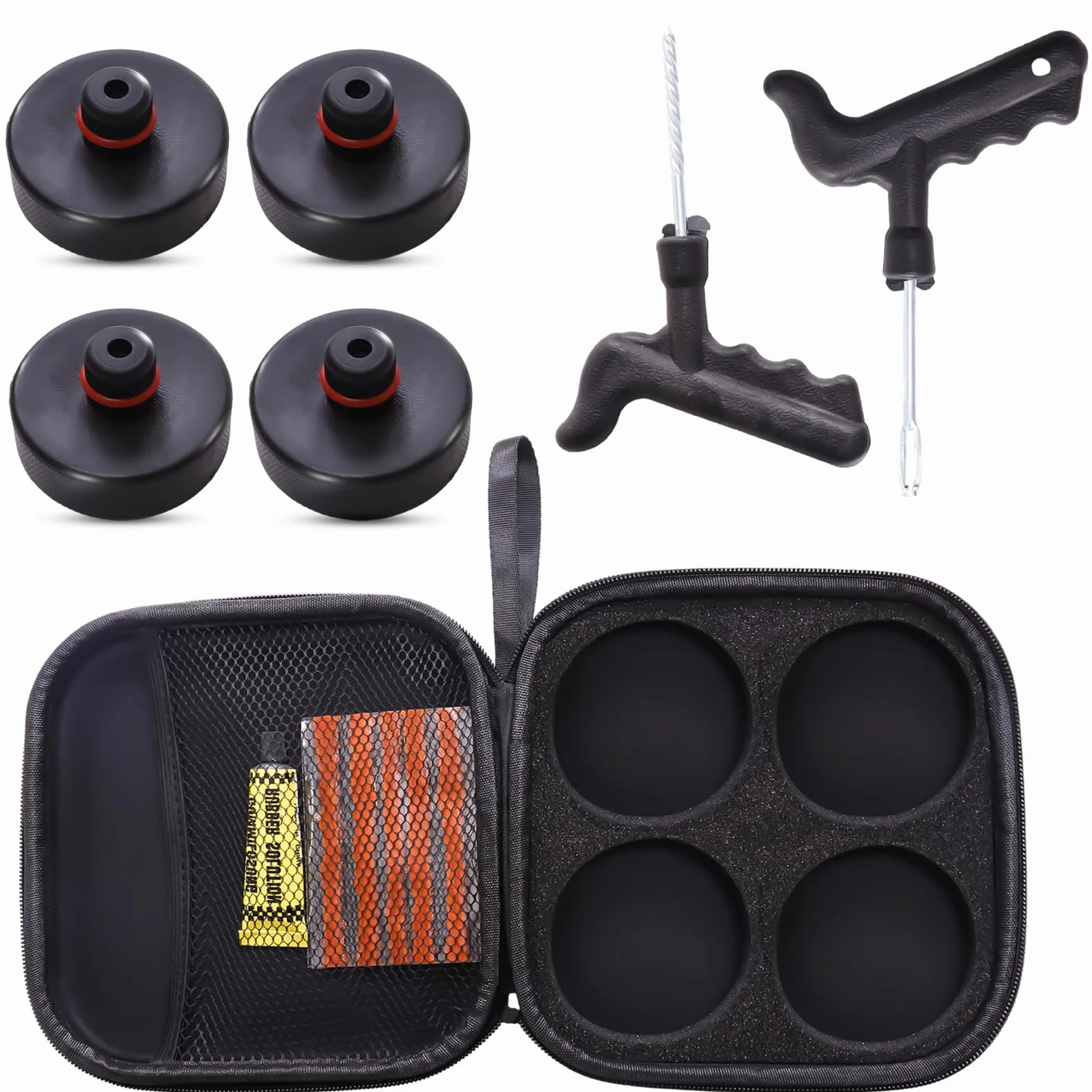 Tesla Model 3/S/X/Y Jack Pad Valet de Arandelas, Almohadilla de elevación de goma con maletín de almacenamiento con 4 arandelas, accesorios para vehículos Tesla (juego de 9)