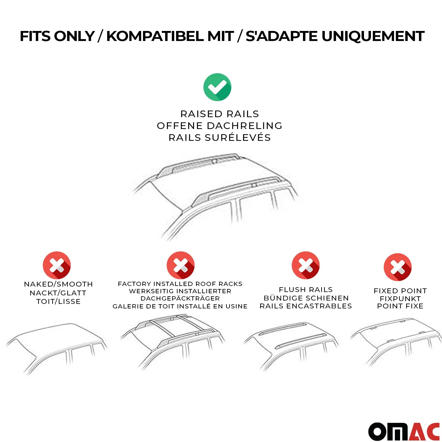 OMAC Barras de Techo Aluminio TÜV geprüft para Dacia Jogger 2022-2026 – para Barras Estándar – T Nut – MAX 90 kg – 2 Schlösser Negro