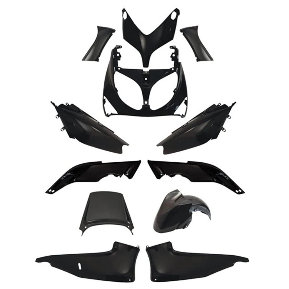 Kit carenados de plástico negro brillante 12 piezas T-MAX 500 2001 2002 2003 2004 2005 2006 2007-77380003