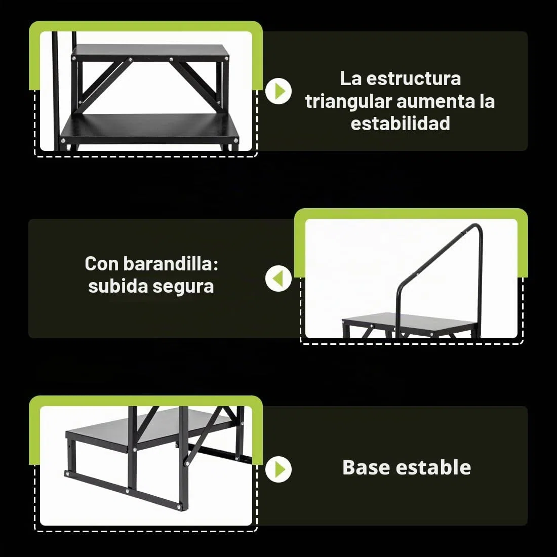 Escalera antideslizante, dos peldaños, pasamanos, escalones de hidromasaje, 2 niveles para autocaravanas, camping, remolques