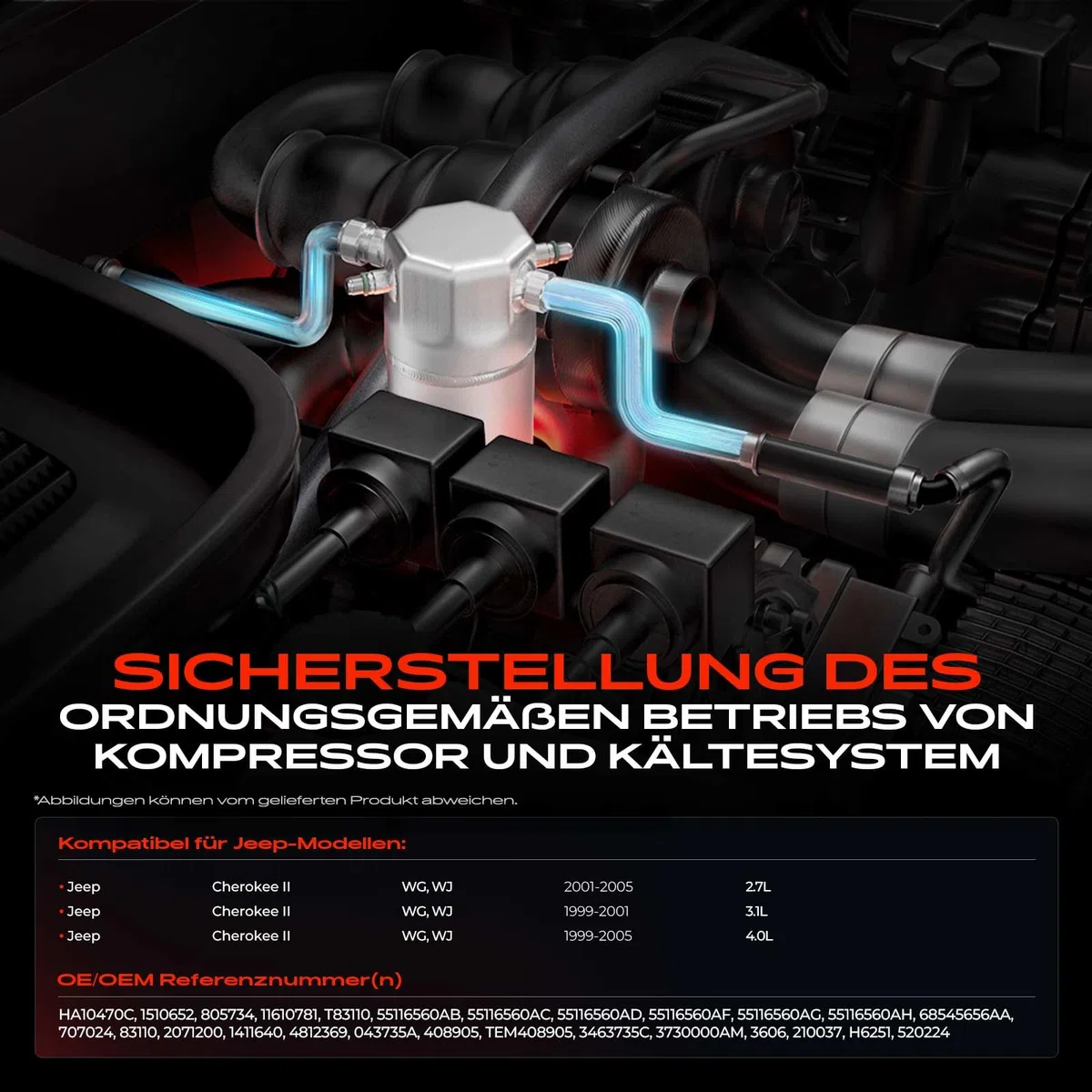 Frankberg Secador Sistema de aire acondicionado Compatible con Grand Cherokee II WG WJ 1999-2005 Replace# 55116560AF,707024